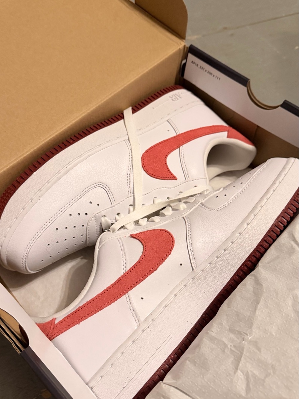 Nike Women’s Air Force 1 Low - White with Coral Swoosh